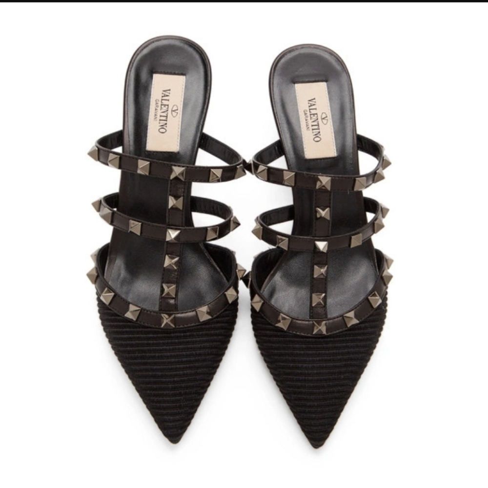 Valentino Black Valentino Garavani Ottoman Heeled Mules